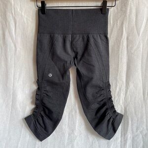 Lululemon Leggings Black Ruched Capri Leggings